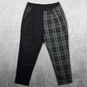 Disturbia Pants Womens 8 UK 12 Black Checkmate High Waist Tapered Trousers